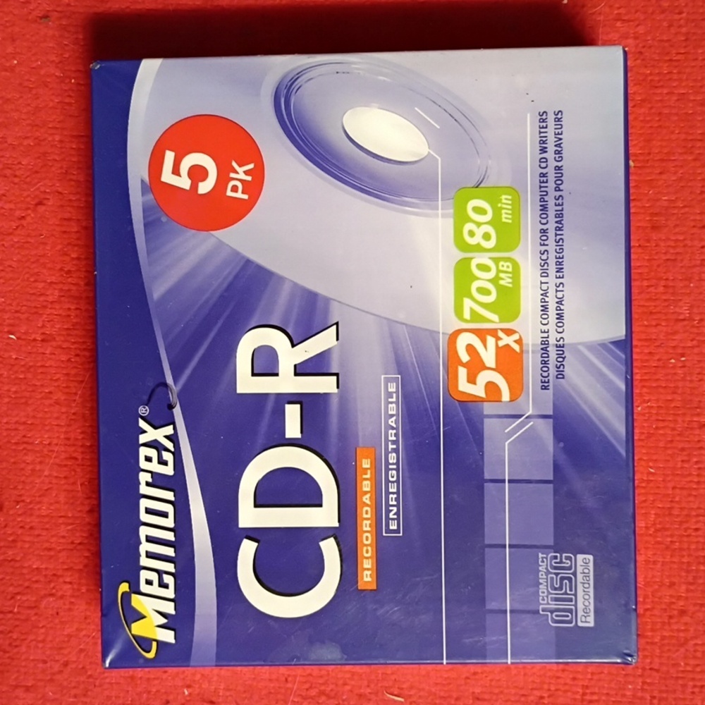 Memorex CD-R 5 PK 52X 700MB 80min Factory Sealed